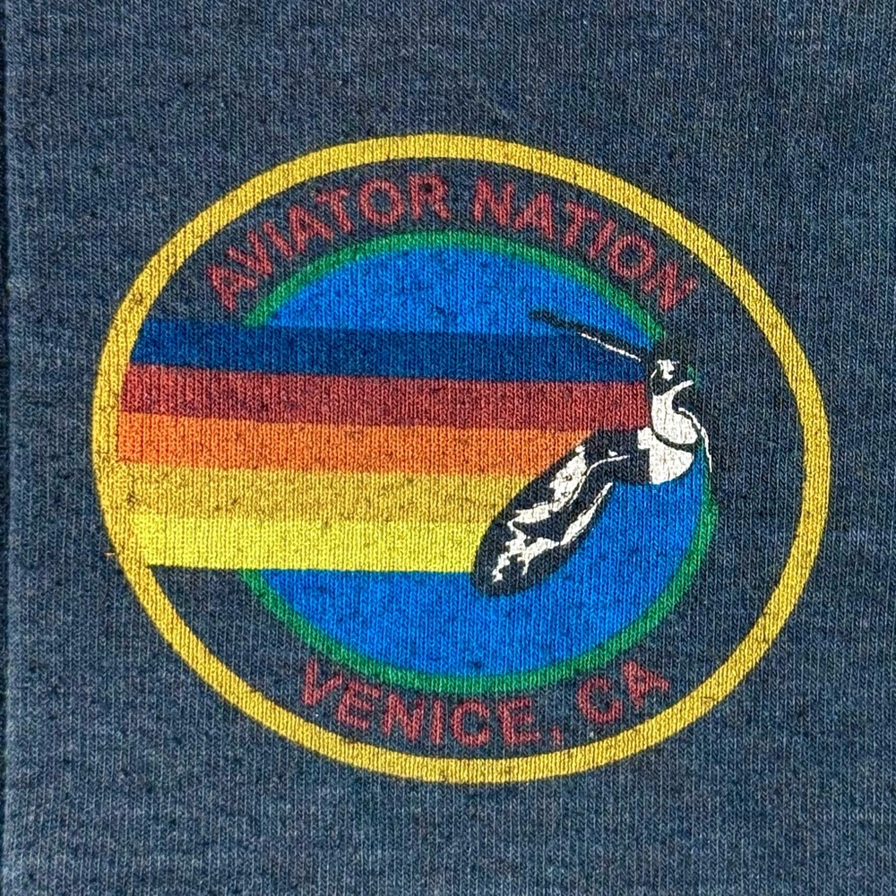Aviator Nation Zip Hoodie Boys 8 Girls Unisex Rainbow Sleeve Graphics Sweatshirt - Picture 2 of 9